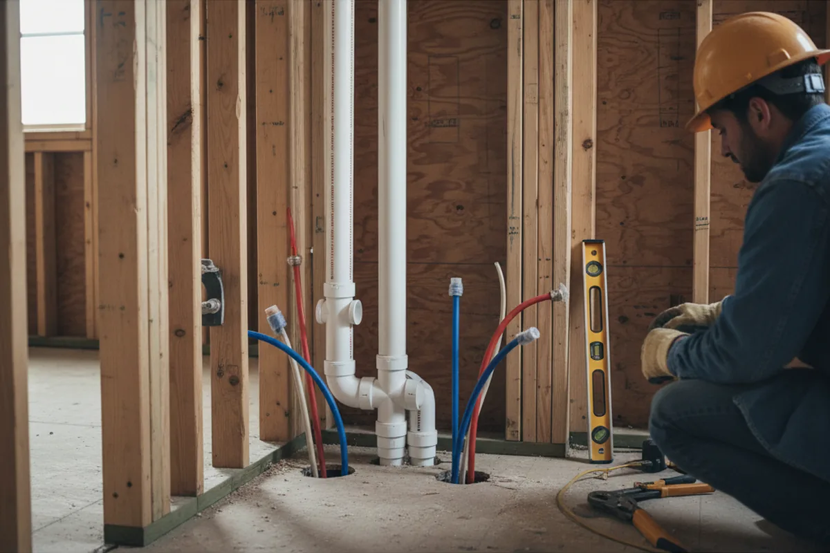 Drain and supply rough-in during Leak Detection in Charenton
