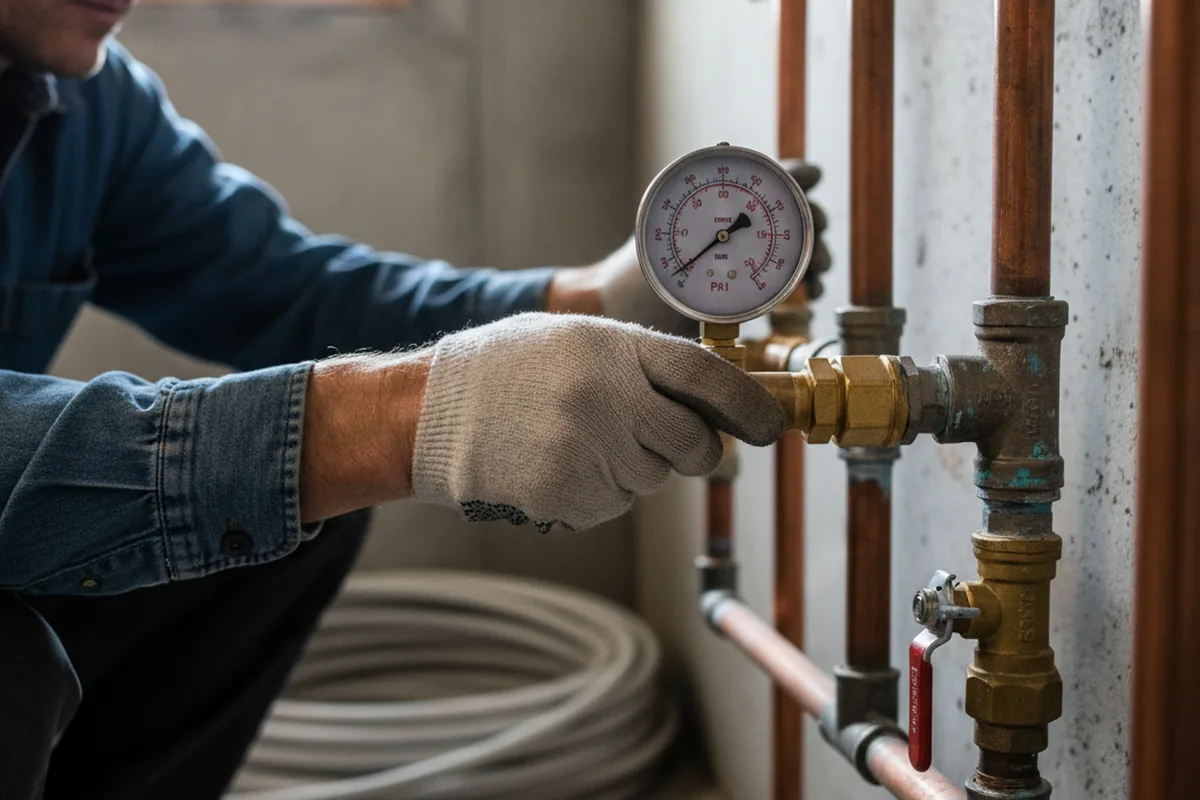 Pressure testing a repaired line during Water Line Repair in Charenton